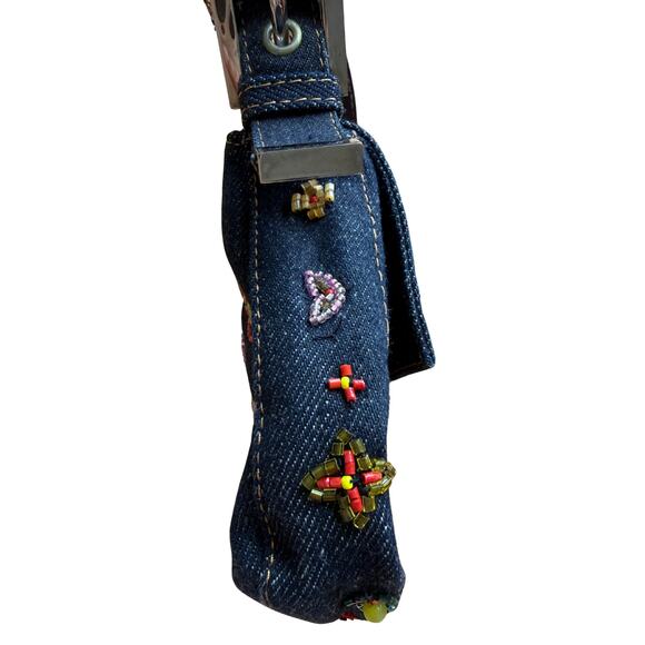 Fendi Baguette Blue Denim Flower Beaded - Picture 4 of 8